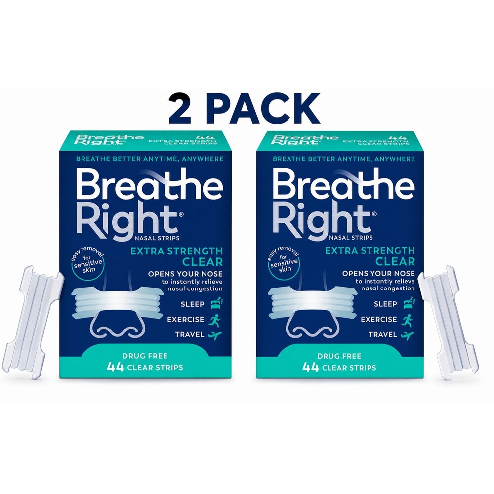 2-Pack Breathe Right 44 and 42 Nasal Strips Extra Strength Clear  Drug-Free